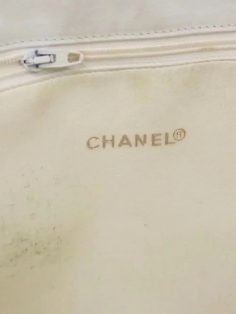 CHANEL Chain Shoulder Bag Lamb Skin White CC Auth yk6254